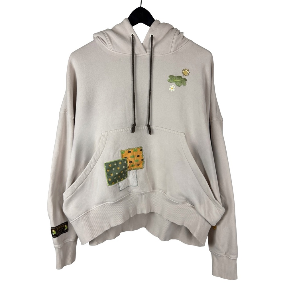 Women’s Nike Patchwork Flowers Embroidered Boxy Cropped Hoodie Size L